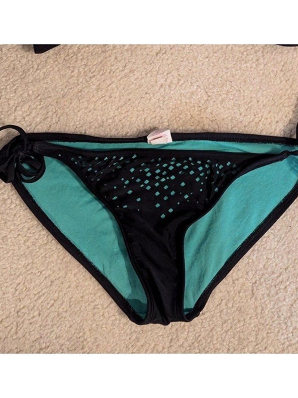 Color block cross Bikini set adjustable tie side swim suit aqua teal lavender